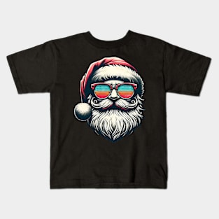 Santa Face Vintage Sunglasses Christmas Xmas Men Women Kids Kids T-Shirt